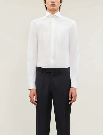 Eton Mens White Contemporary-fit Cotton-twill Shirt