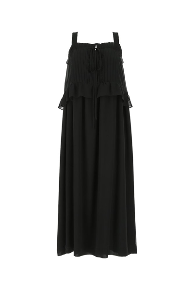 See By Chloé Ruffled Georgette Maxi Dress In Black