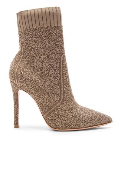 Gianvito Rossi Boucle Knit Katie Ankle Booties In Brown