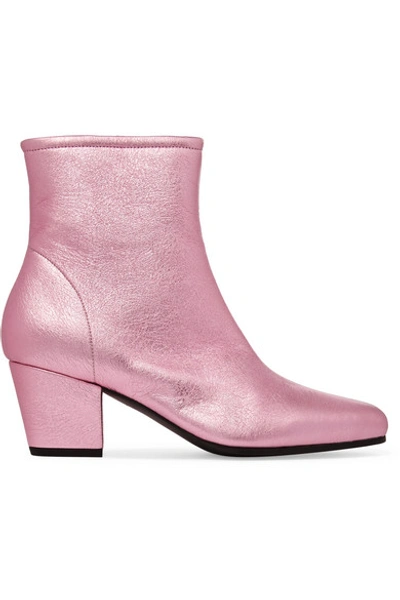 Alexa Chung Alexachung Woman Beatnik Metallic Textured-leather Ankle Boots Pink