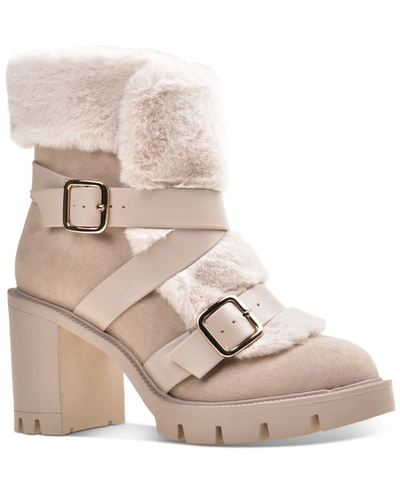 Inc International Concepts Bemie Buckled Booties, Created For Macy's Women's Shoes In Nude