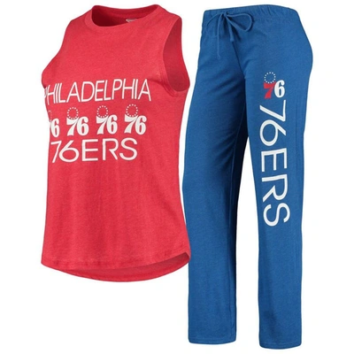 Concepts Sport Women's  Royal, Red Philadelphia 76ers Tank Top And Pants Sleep Set In Royal/red