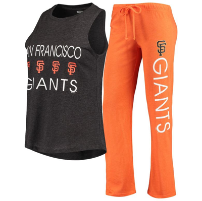 Concepts Sport Women's  Orange, Black San Francisco Giants Wordmark Meter Muscle Tank Top And Pants S In Orange,black