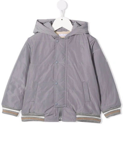 Patachou Babies' Stripe-trim Hooded Jacket In Grey