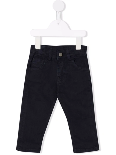 Patachou Babies' Logo-patch Twill Trousers In Blue
