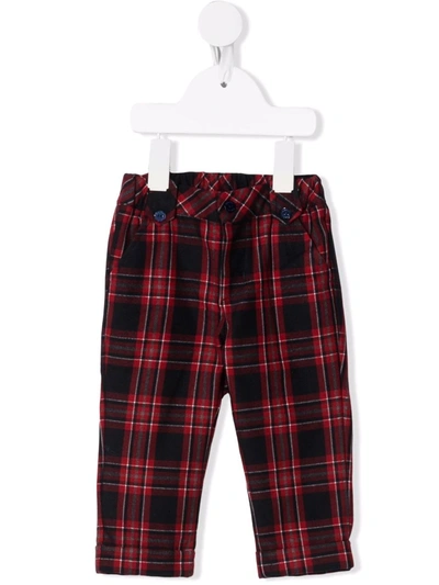 Patachou Babies' Checked Flannel Trousers In Red