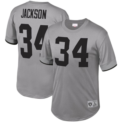 Mitchell & Ness Bo Jackson Gray Los Angeles Raiders Retired Player Name & Number Mesh Top