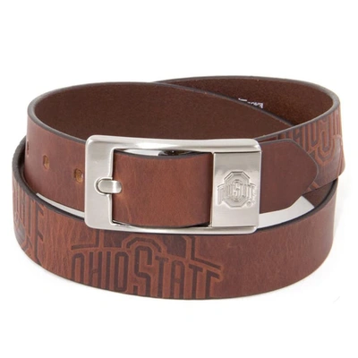 Eagles Wings Ohio State Buckeyes Brandish Leather Belt In Brown