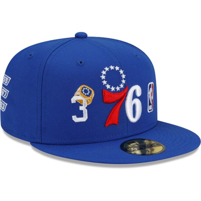 New Era Men's Royal Philadelphia 76ers 3x World Champions Count The Rings 59fifty Fitted Hat
