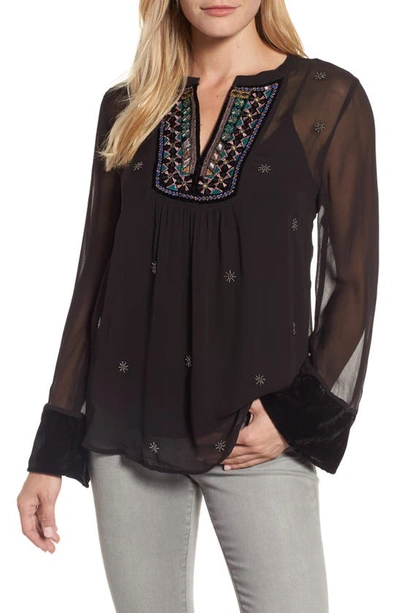 Gucci Beaded Georgette Blouse In Black