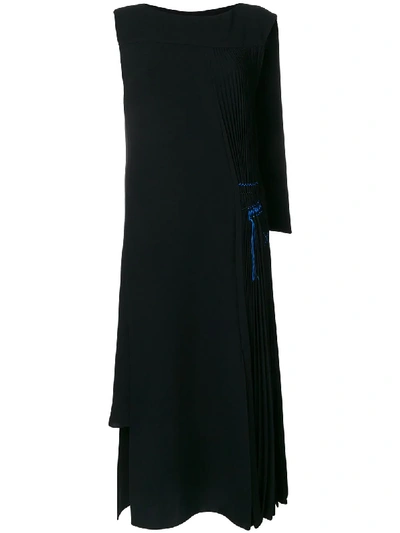 Loewe Pleated Asymmetrical Dress In Black