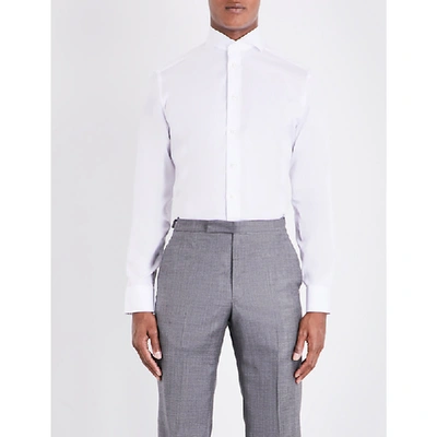 Eton Mens White Slim-fit Single-cuff Cotton-twill Shirt