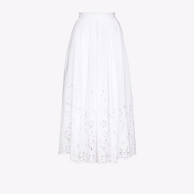 Chloé Broderie Anglaise Cotton-poplin Long Skirt - Atterley In White