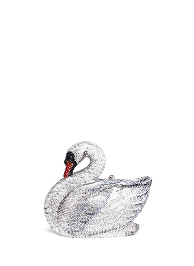 Judith Leiber 'swan' Crystal Pavé Minaudière In Silver