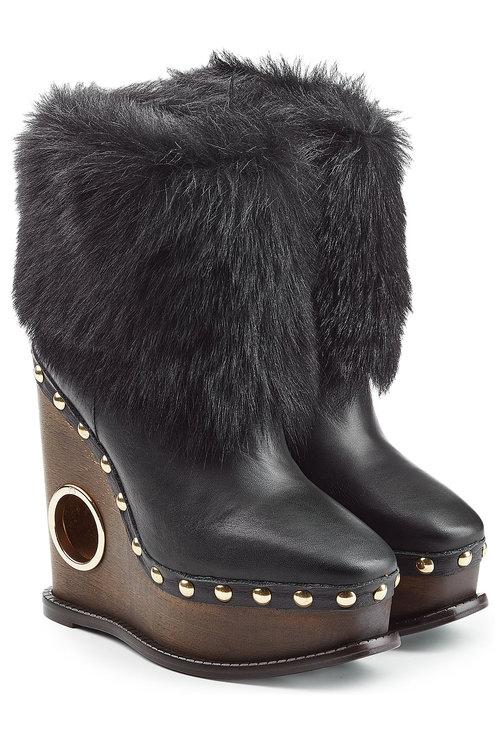 wedge boots with fur