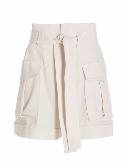 P.a.r.o.s.h Off White Cargo Shorts In Beige