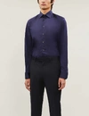 Eton Mens Blue Contemporary-fit Cotton-twill Shirt In Navy