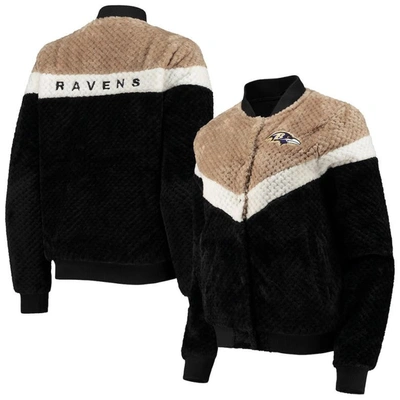 G-iii 4her By Carl Banks Women's  Black, Cream Baltimore Ravens Riot Squad Sherpa Full-snap Jacket
