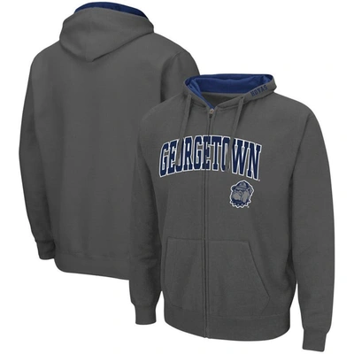 Colosseum Men's  Charcoal Georgetown Hoyas Arch And Logo 3.0 Full-zip Hoodie