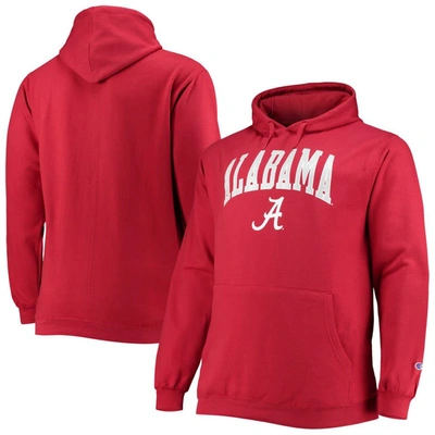Champion Men's  Crimson Alabama Crimson Tide Big And Tall Arch Over Logo Powerblend Pullover Hoodie