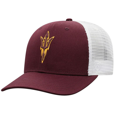 Top Of The World Men's  Maroon, White Arizona State Sun Devils Trucker Snapback Hat In Maroon,white