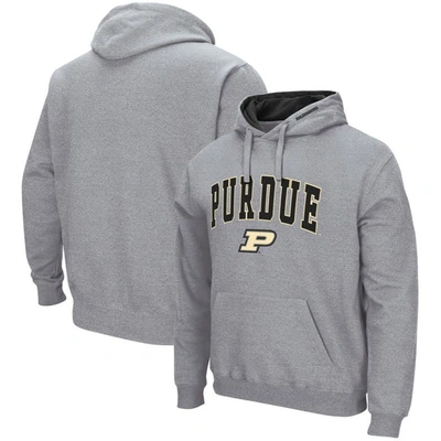 Colosseum Men's  Heathered Gray Purdue Boilermakers Arch And Logo 3.0 Pullover Hoodie