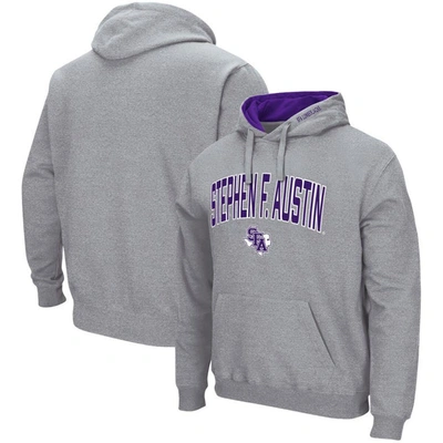 Colosseum Heathered Gray Stephen F Austin Lumberjacks Arch And Logo Pullover Hoodie