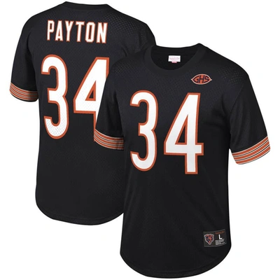 Mitchell & Ness Men's  Walter Payton Black Chicago Bears Retired Player Name And Number Mesh Top