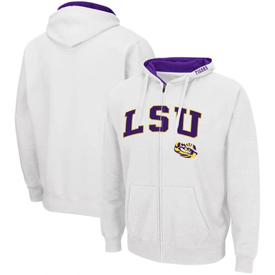 Colosseum White Lsu Tigers Arch & Logo 3.0 Full-zip Hoodie