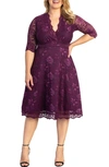 Kiyonna Mademoiselle Lace A-line Dress In Berry Bliss