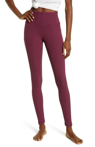 Zella Live In Rib Pocket High Waist Leggings In Purple Nectar