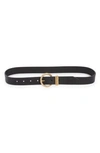 Rebecca Minkoff Leather Belt In Black Ant Brass