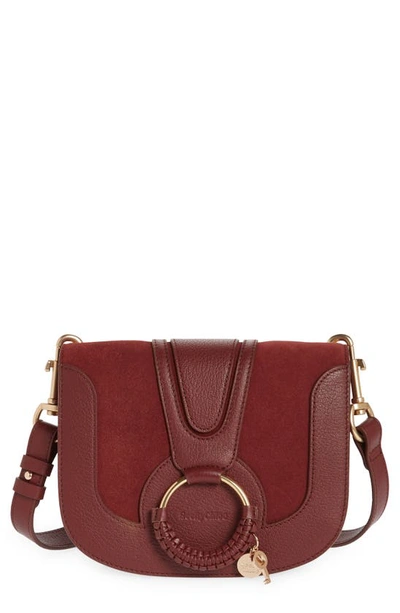 See By Chloé Hana Suede & Leather Shoulder Bag In Burnt Mahogany