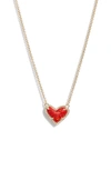 Kendra Scott Ari Heart Pendant Necklace In Gold Red Kyocera Opal