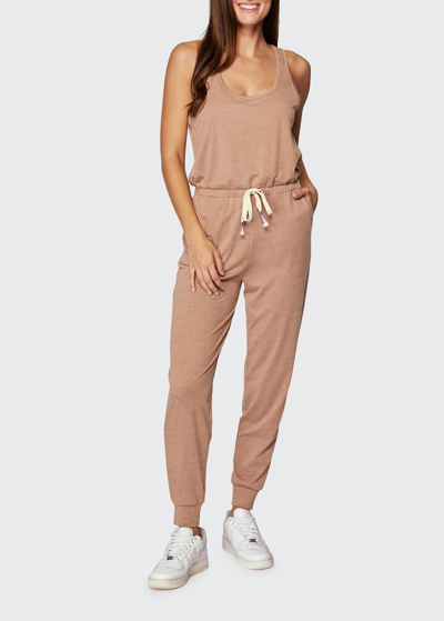 Spiritual Gangster Perfect Lounge Cotton Tank Jumpsuit In Camel