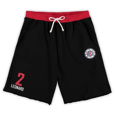 Majestic Kawhi Leonard Black La Clippers Big & Tall French Terry Name & Number Shorts