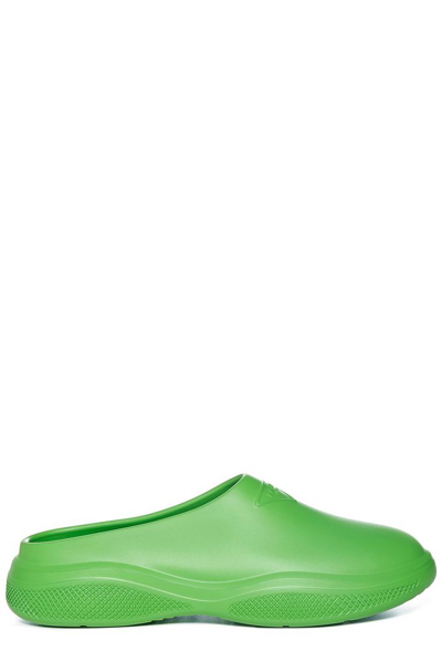 Prada Mellow Logo Waterproof Clog In Green