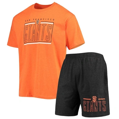 Concepts Sport Men's  Black, Orange San Francisco Giants Meter T-shirt And Shorts Sleep Set In Black,orange