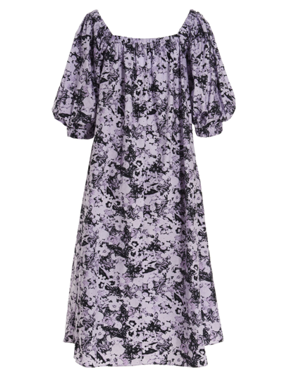 Remain Birger Christensen Una Organic Cotton Short Sleeve Dress In Purple