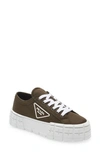 Prada Double Wheel Platform Sneaker In Militare