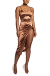 Jluxlabel Sleeveless Satin Bodycon Dress In Chocolate
