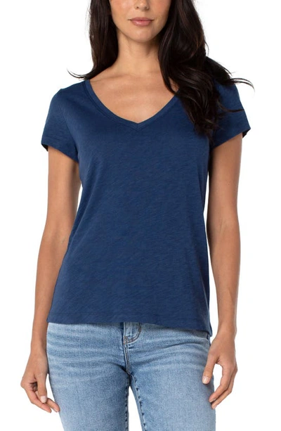 Liverpool Los Angeles V-neck T-shirt In Night Sky Blue