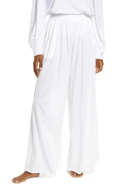 Lunya Organic Pima Wide Leg Lounge Trousers In Sincere White