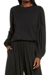 Lunya Long Sleeve Organic Pima Cotton T-shirt In Immersed Black