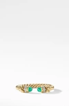David Yurman Petite Helena Open Ring In Emerald