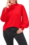 Cece Mock Neck Cotton Sweater In Luminous Red