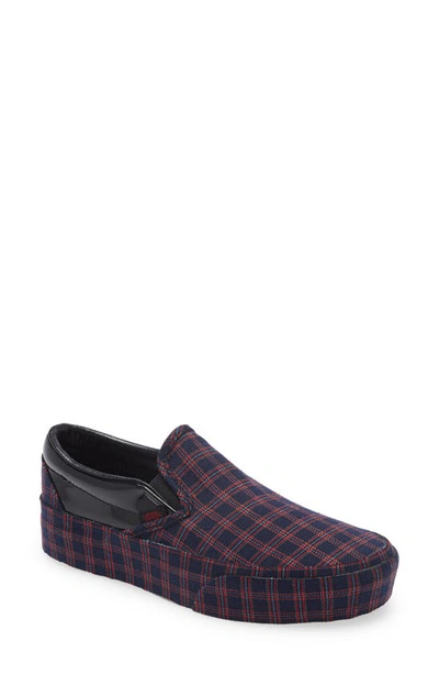 Vans Classic Plaid Platform Slip-on In Plaid Black/ Red
