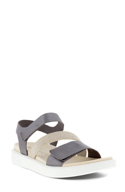 Ecco Flowt 2 Band Sandal In Gravity Metallic