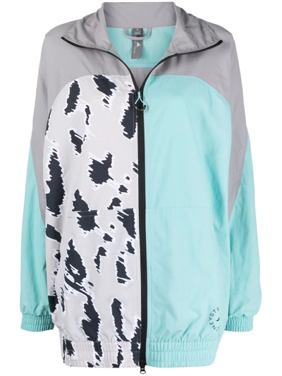 Adidas By Stella Mccartney + Net Sustain Paneled Printed Recycled Primegreen Jacket In Splash & White
