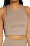 Girlfriend Collective Dylan Longline Racerback Sports Bra In Limestone